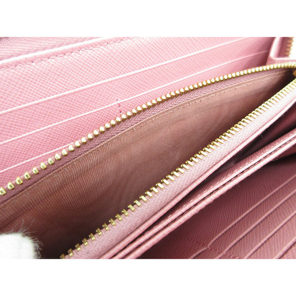 Prada Round Zip Long Wallet Pink Saffiano - Picture 7 of 8
